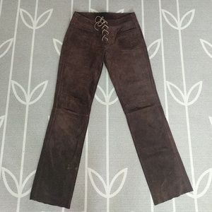 Vintage Lucky Brand Lace Up Leather Pants